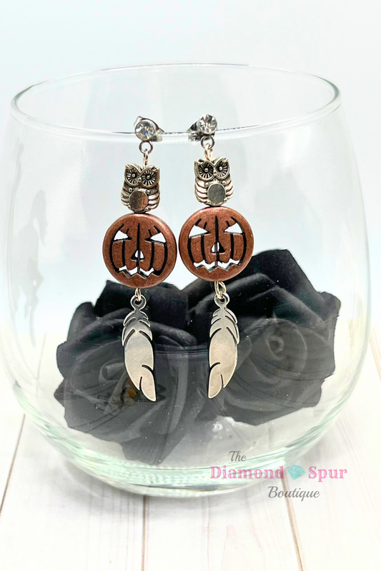 Feather Pumpkin Earrings