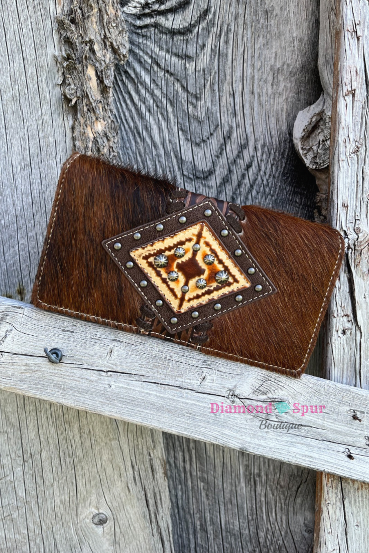 Brown Diamond Hair On Hide Wallet - The Diamond Spur Boutique