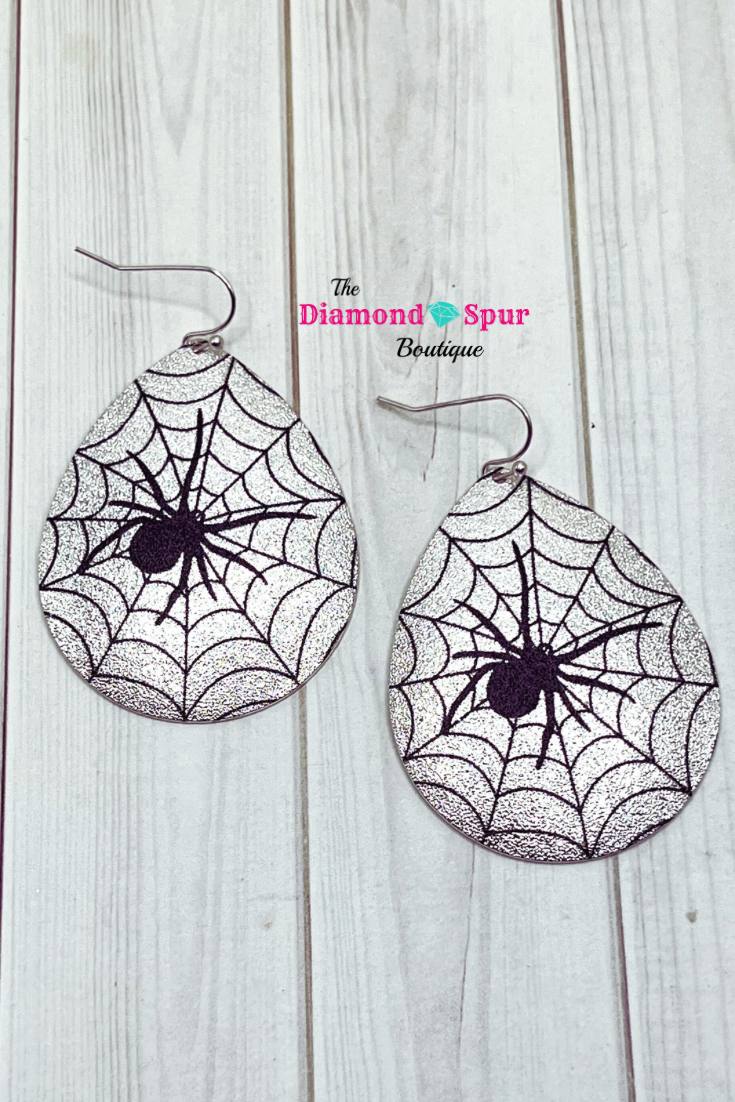Spider Web Metal Earrings - The Diamond Spur Boutique