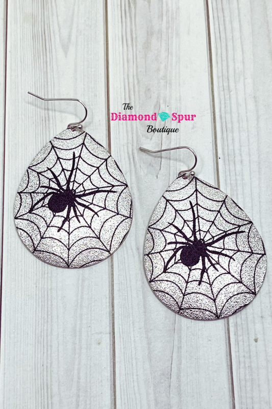 Spider Web Metal Earrings - The Diamond Spur Boutique
