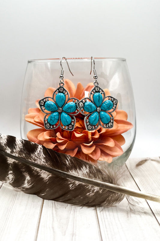Turquoise Flower Earrings - The Diamond Spur Boutique
