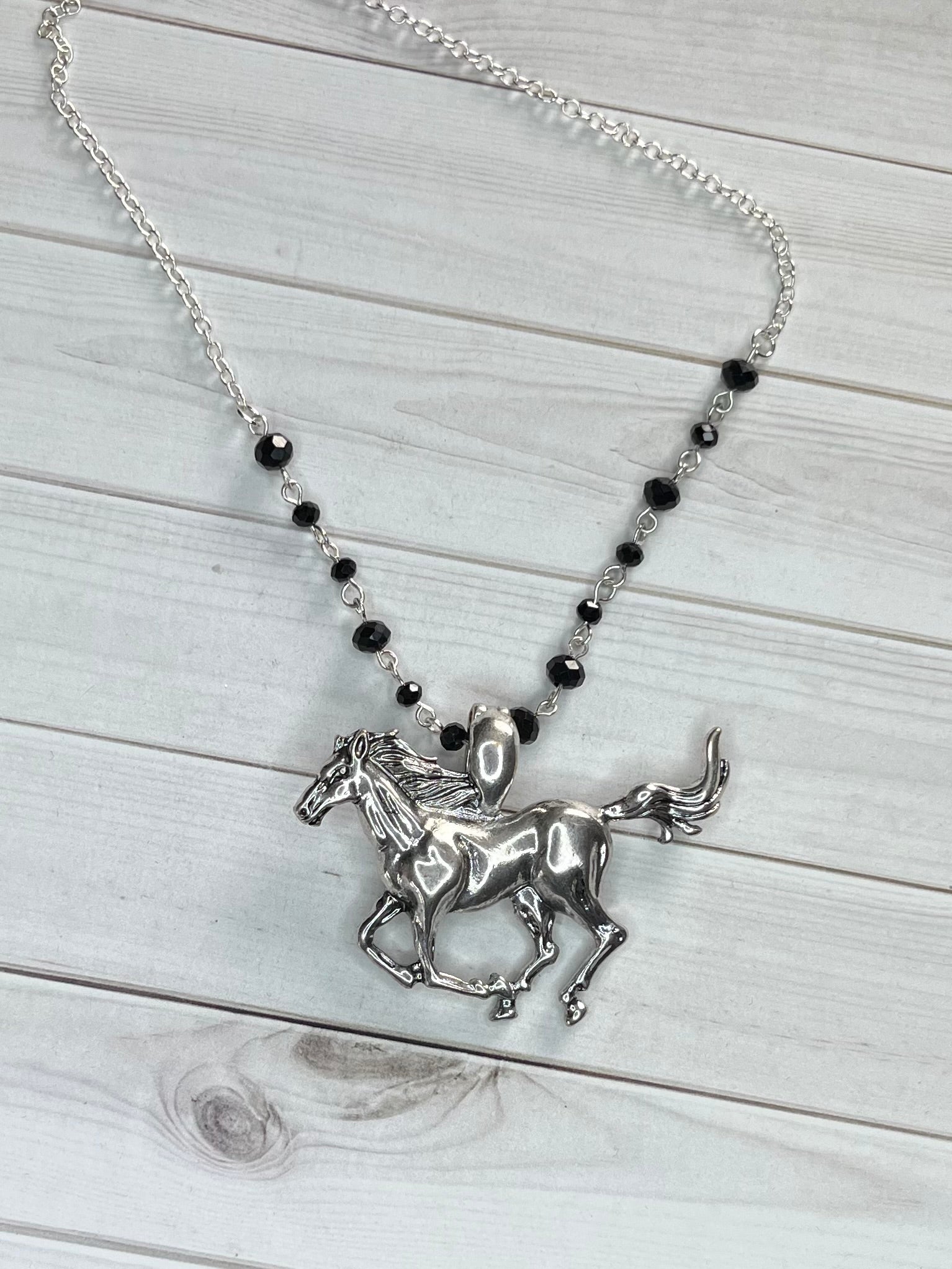 Wild Horse Pendant Necklace and Earring Set - The Diamond Spur Boutique