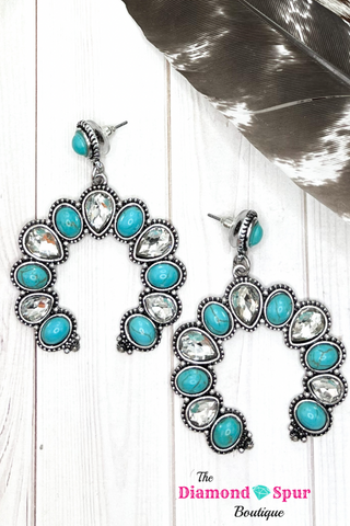 Crystal & Turquoise Naja Earrings - The Diamond Spur Boutique