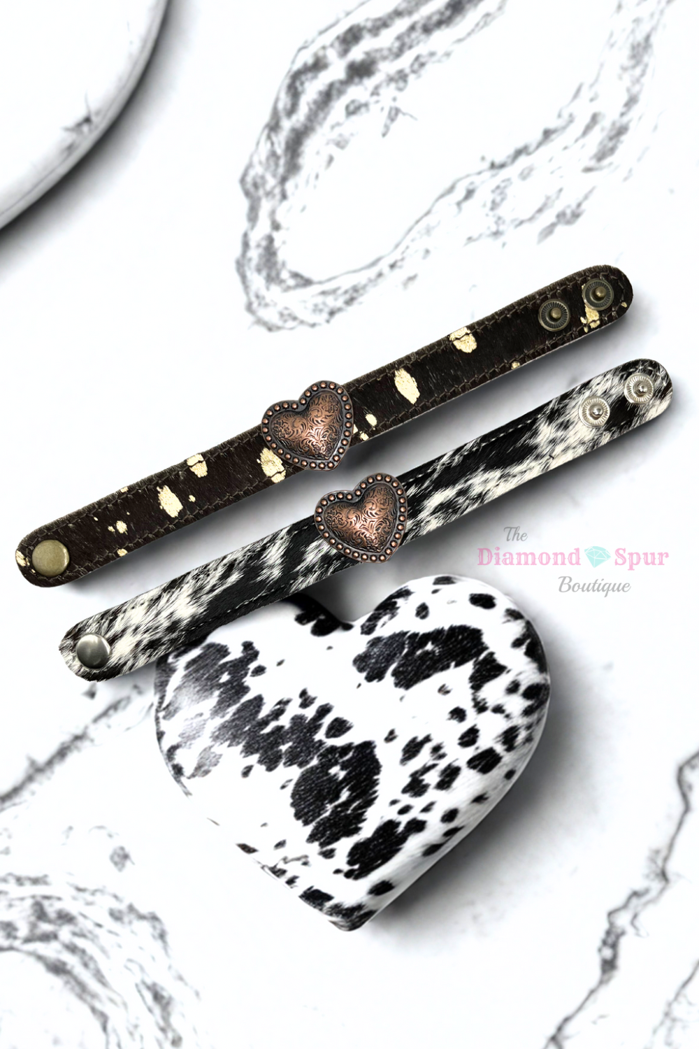 Hair On Hide Heart Concho Bracelet