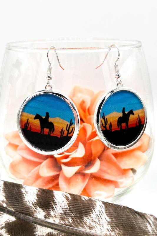 Cowboy Sunset Portrait Earrings - The Diamond Spur Boutique