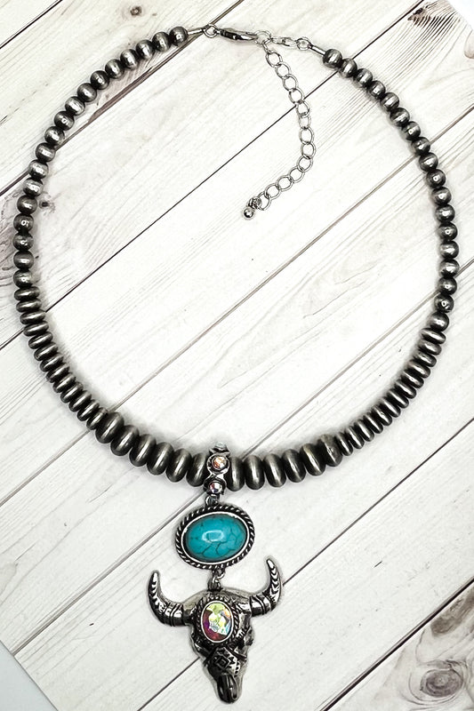Steer Skull Choker Necklace - The Diamond Spur Boutique