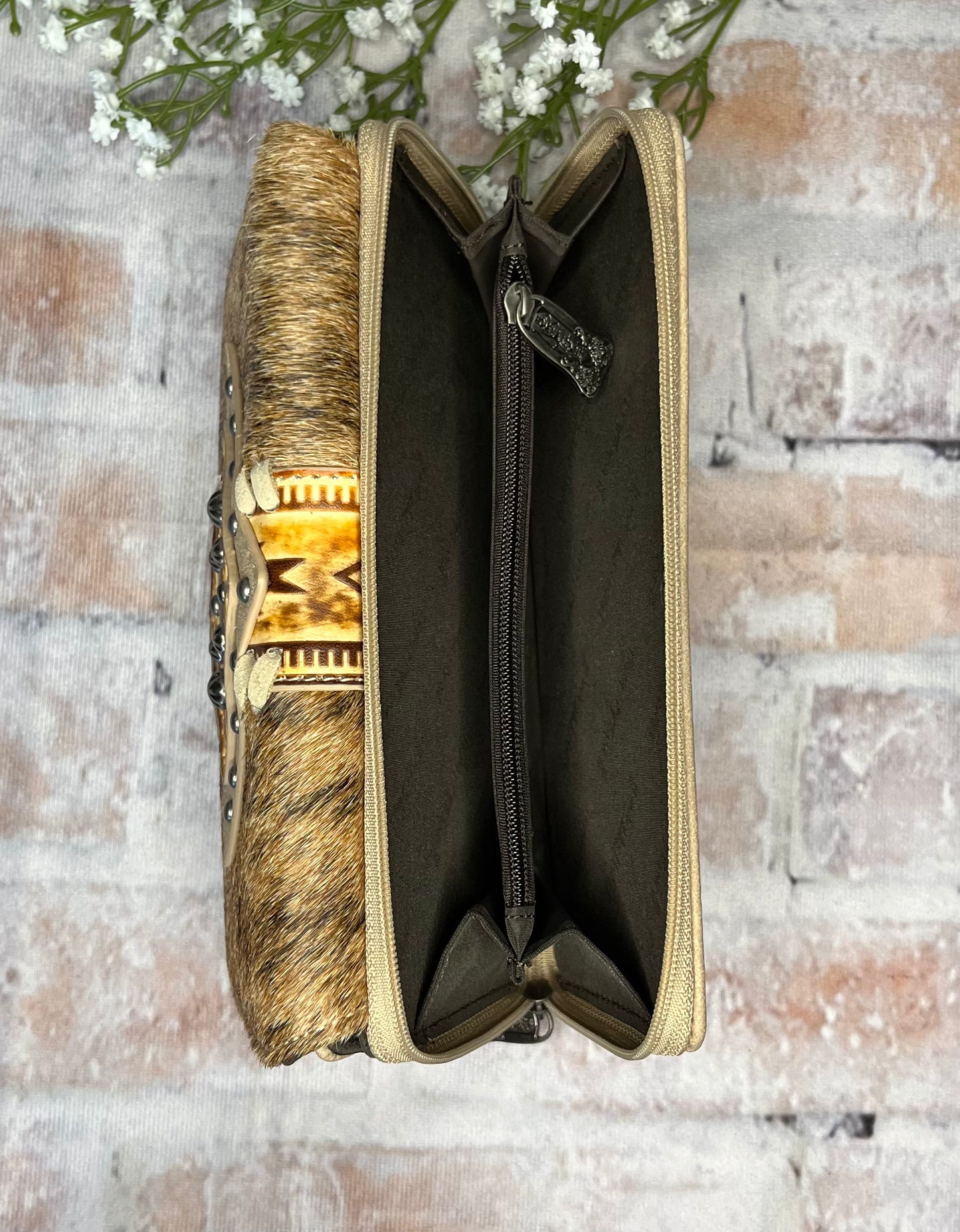 Tan Hair On Hide Diamond Wallet - The Diamond Spur Boutique