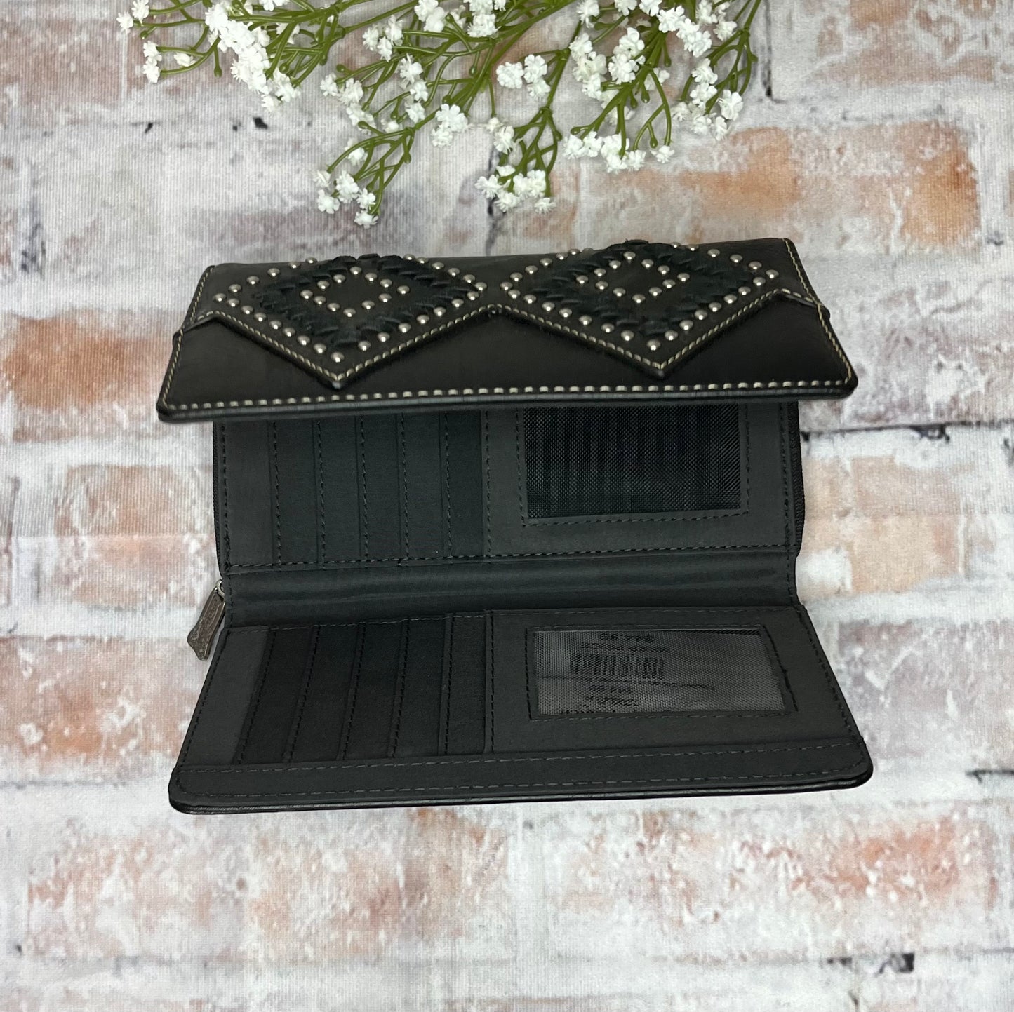 Stitched Diamond Secretary Style Wallet - The Diamond Spur Boutique