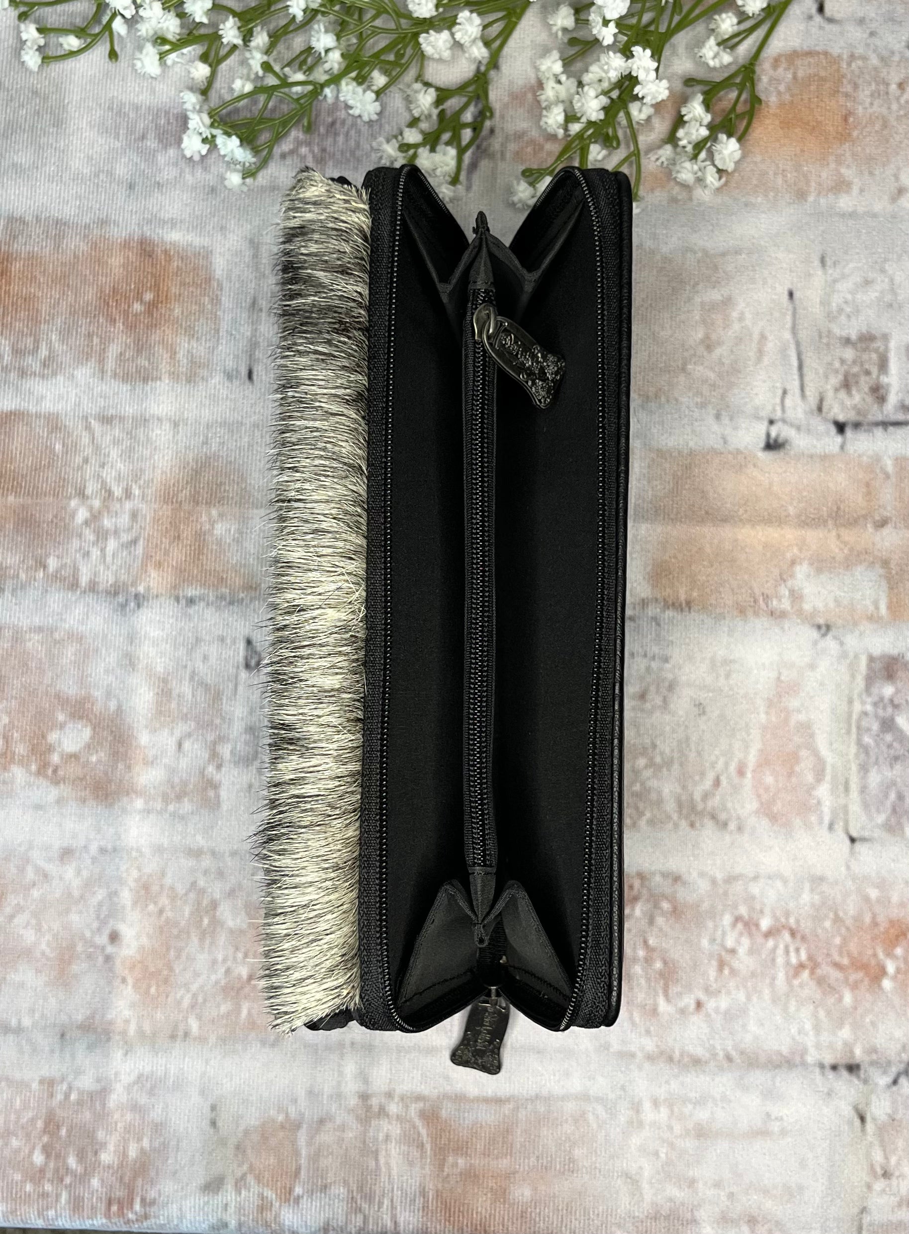 Saddle Shape Hair On Hide Wallet-Black - The Diamond Spur Boutique