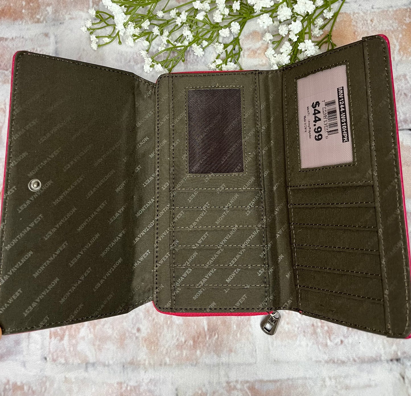 Feather Cut Out Wallet-Pink - The Diamond Spur Boutique