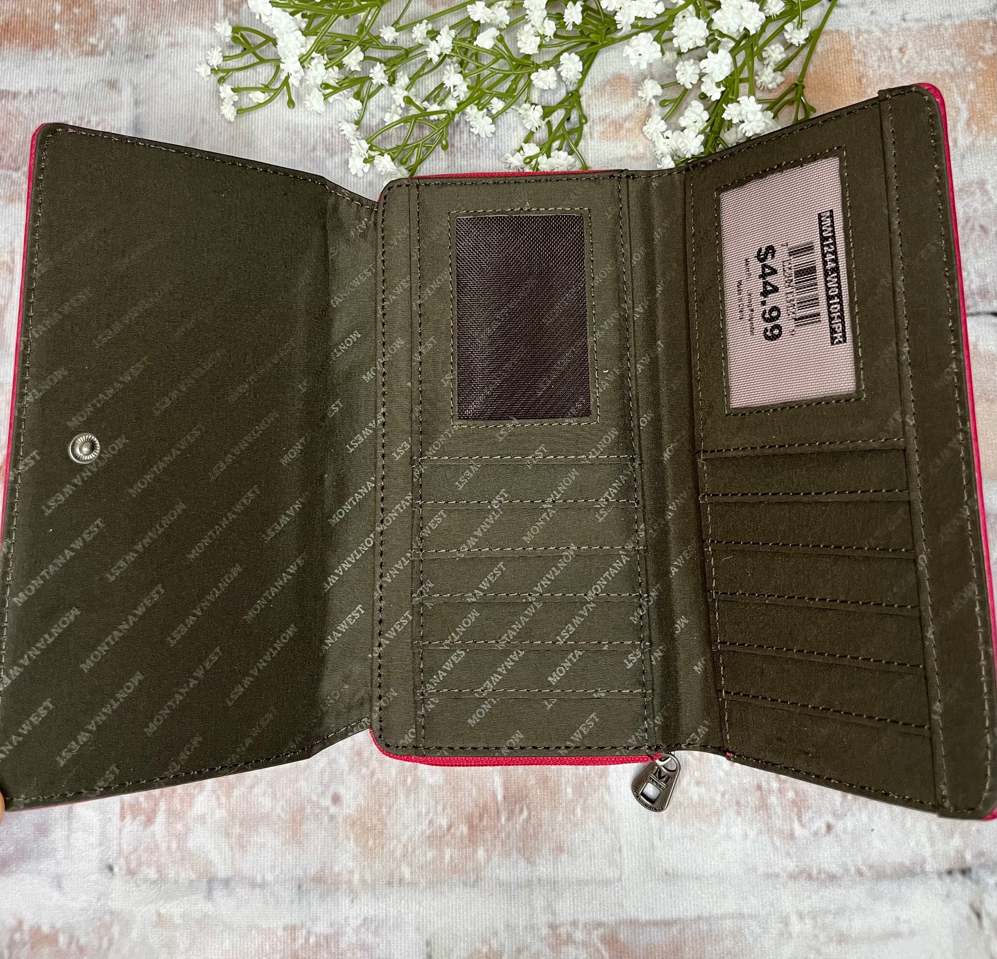 Feather Cut Out Wallet-Pink - The Diamond Spur Boutique