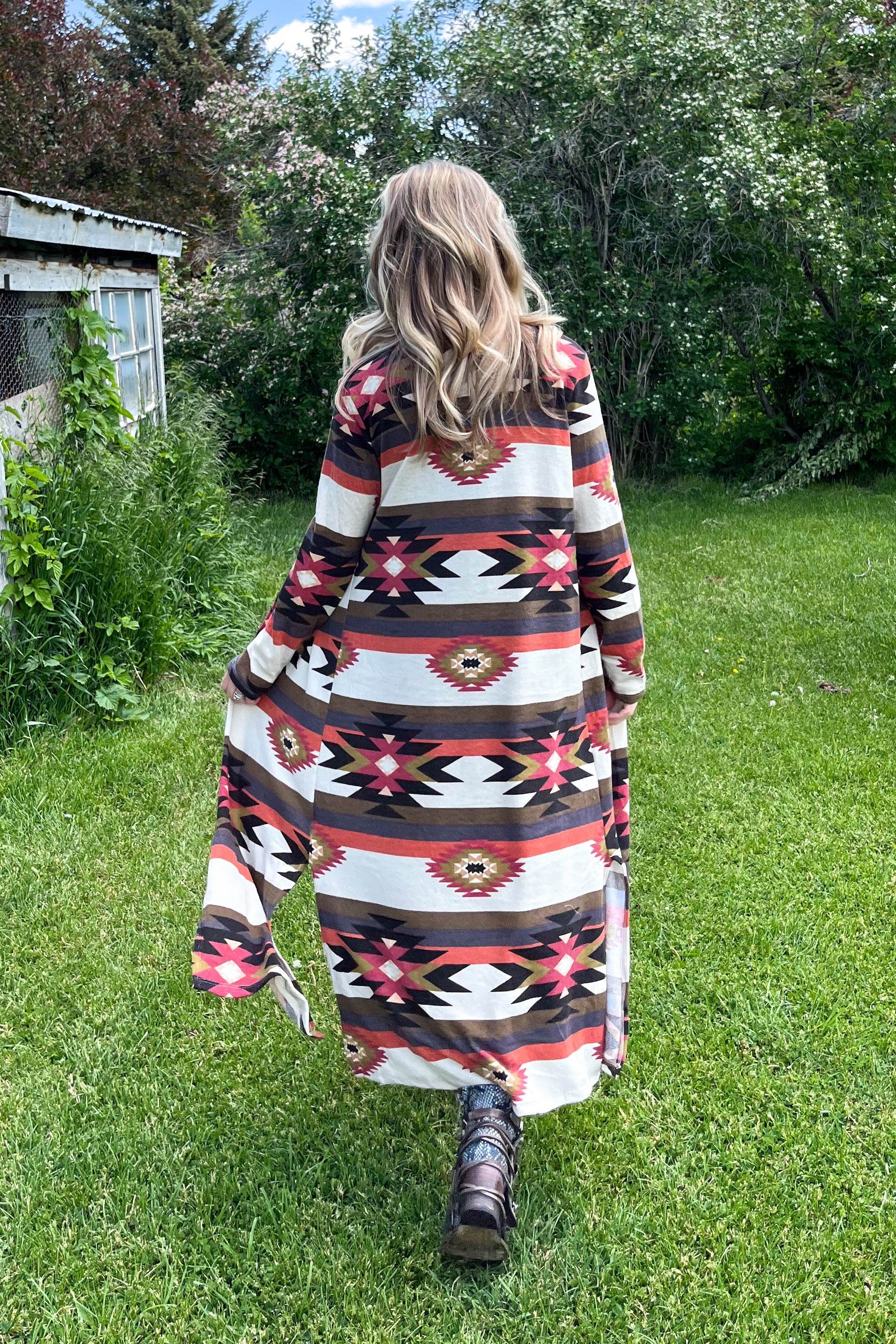 Aztec Open Front Cardigan - The Diamond Spur Boutique