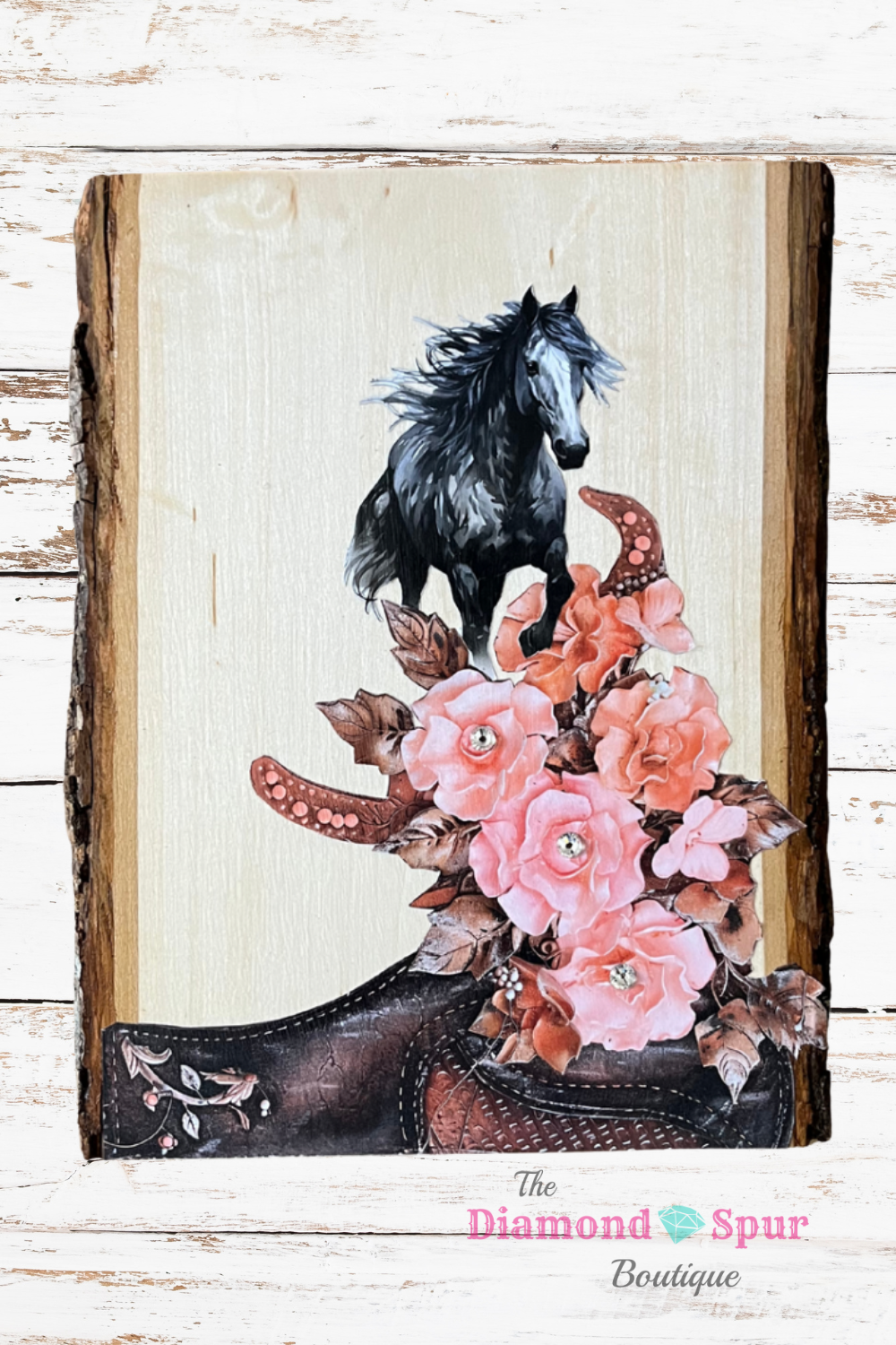 Black Horse Wood Wall Plaque - The Diamond Spur Boutique