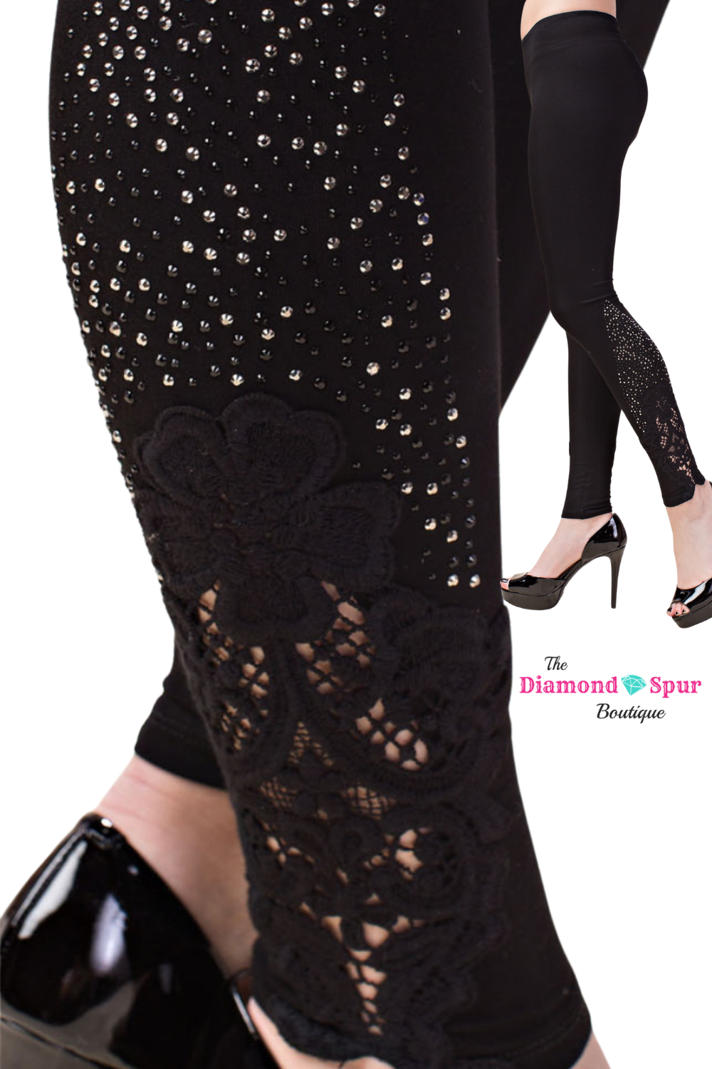 Vocal Lace Stone Leggings - The Diamond Spur Boutique