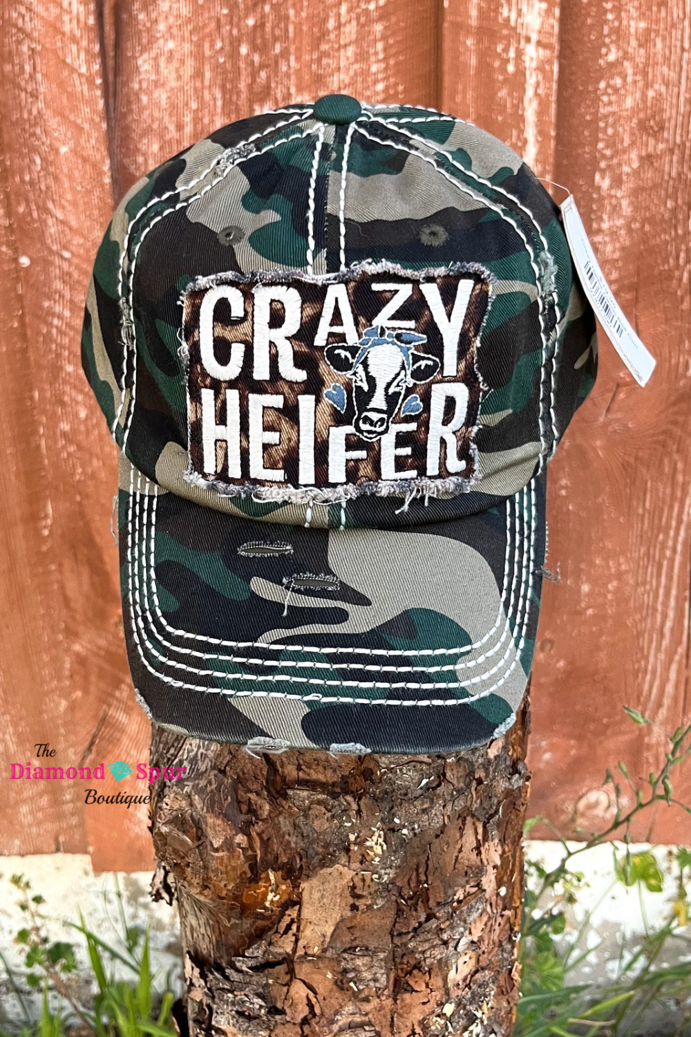 Crazy Heifer Camo Ball Cap - The Diamond Spur Boutique