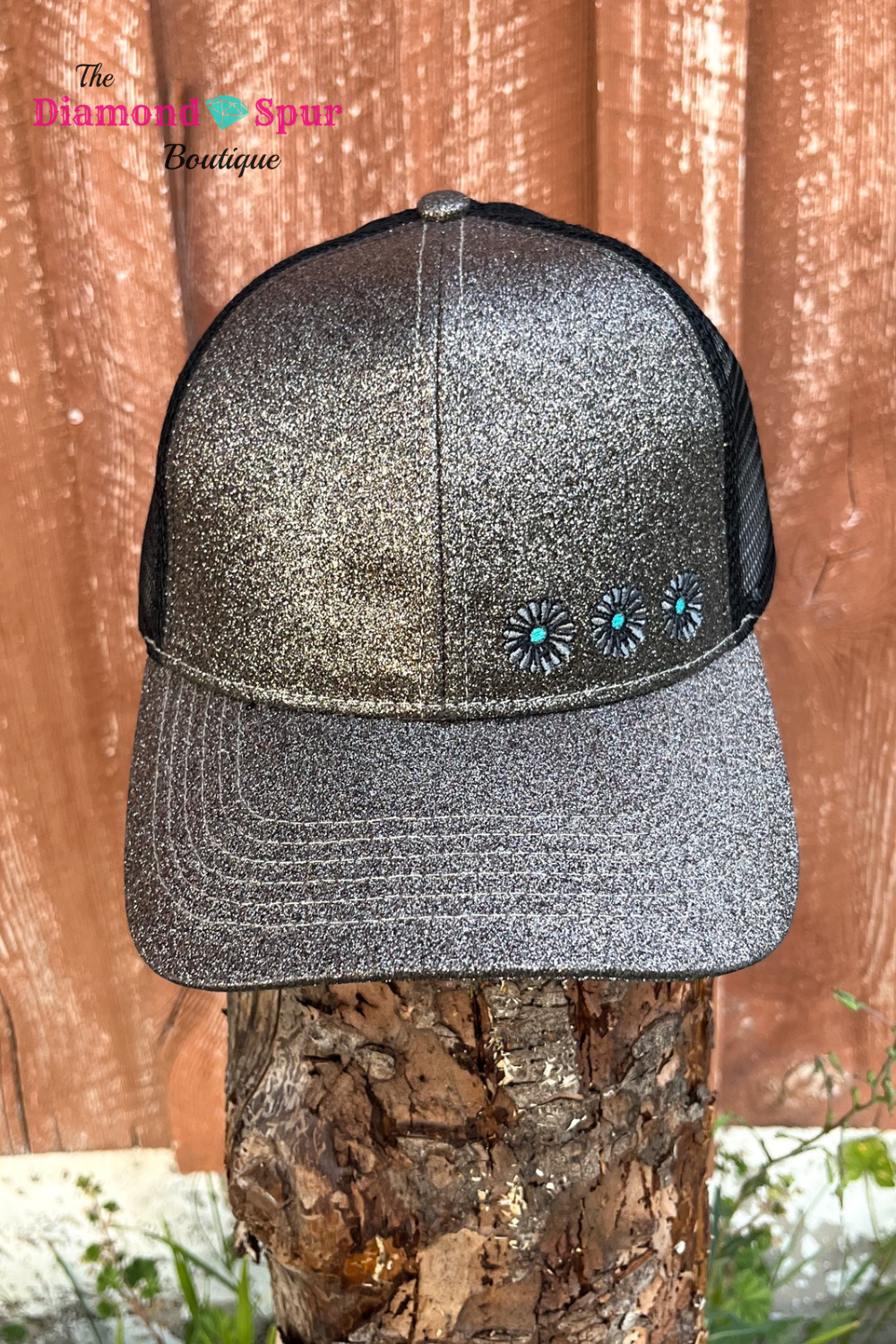 Shimmering Embroidered Concho Ponytail Hat - The Diamond Spur Boutique