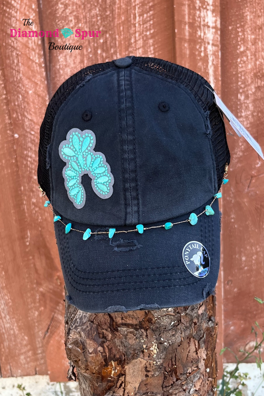 Turquoise Treasure Ponytail Hat