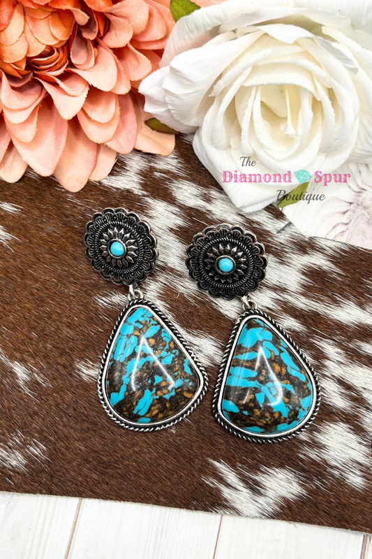 Concho Babe Turquoise Stone Earrings