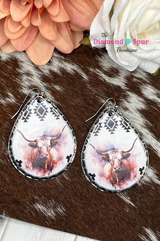 Longhorn Teardrop Earrings