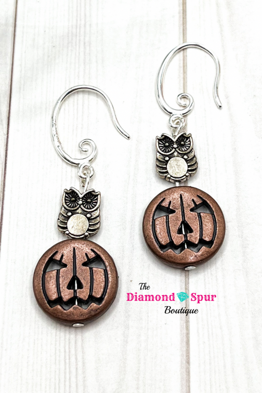 Owl & Pumpkin Earrings - The Diamond Spur Boutique