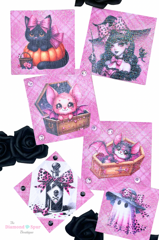 Sparkling Wood Halloween Magnets