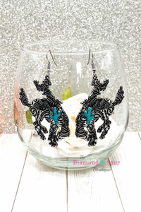 Tooled Design Bucking Horse Earrings - The Diamond Spur Boutique