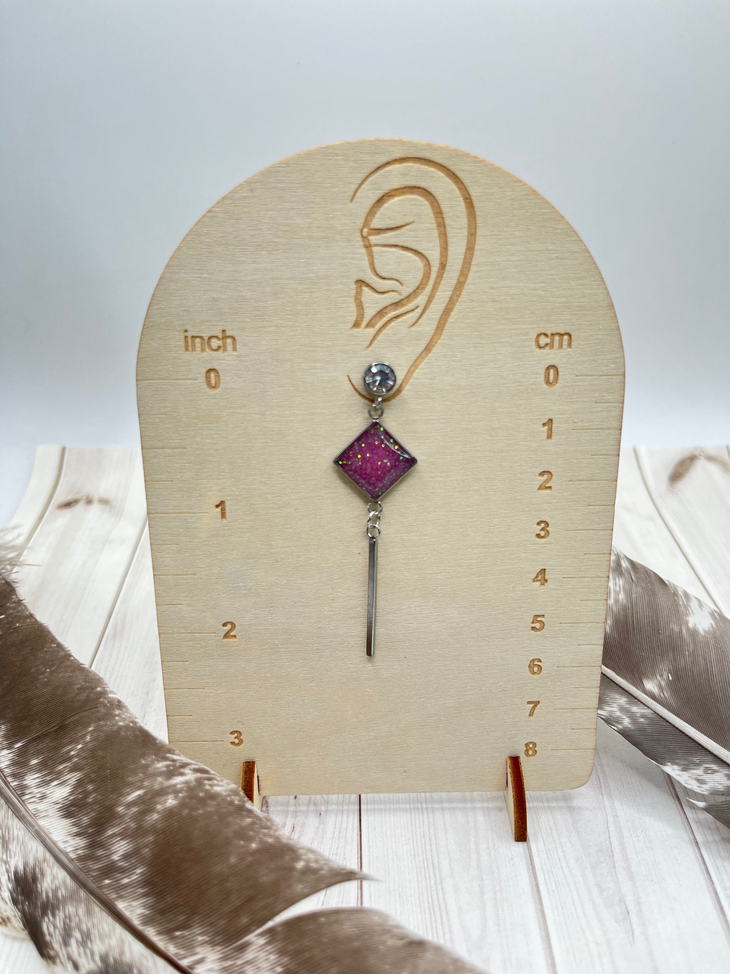 Pink Glitter Bar Drop Earrings - The Diamond Spur Boutique