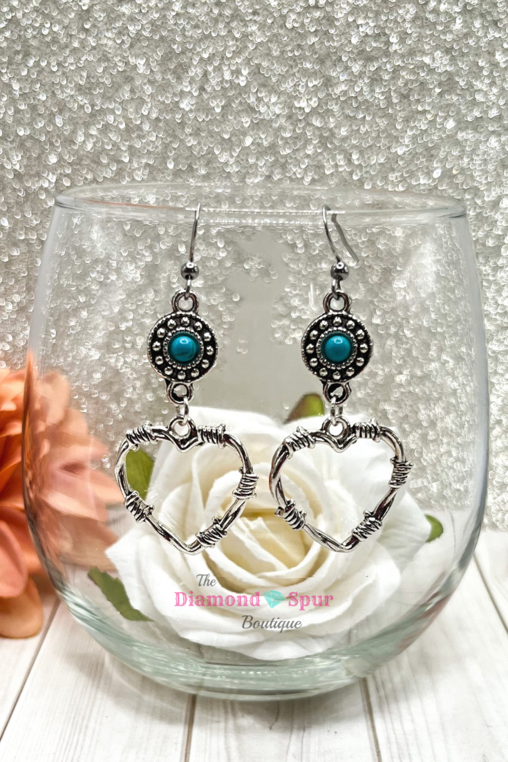 Barbed Wire Heart Earrings - The Diamond Spur Boutique