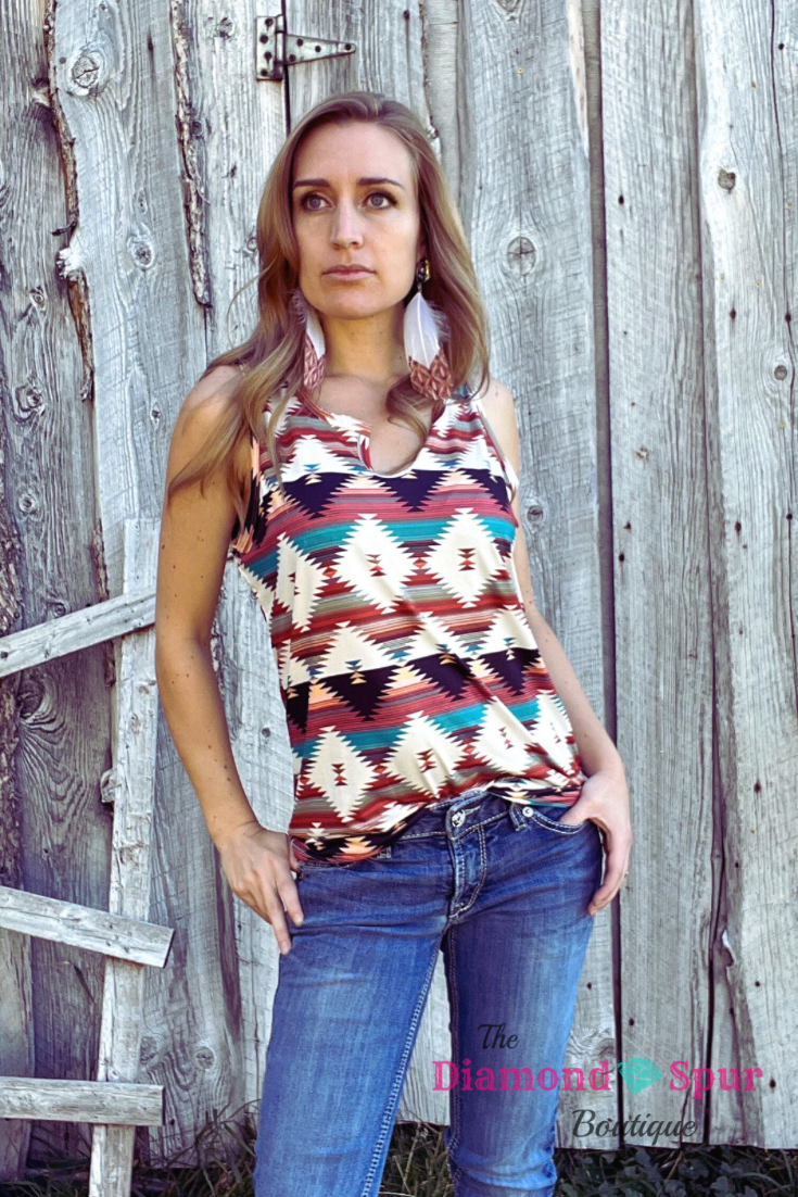 Sundown Aztec Tank Top - The Diamond Spur Boutique