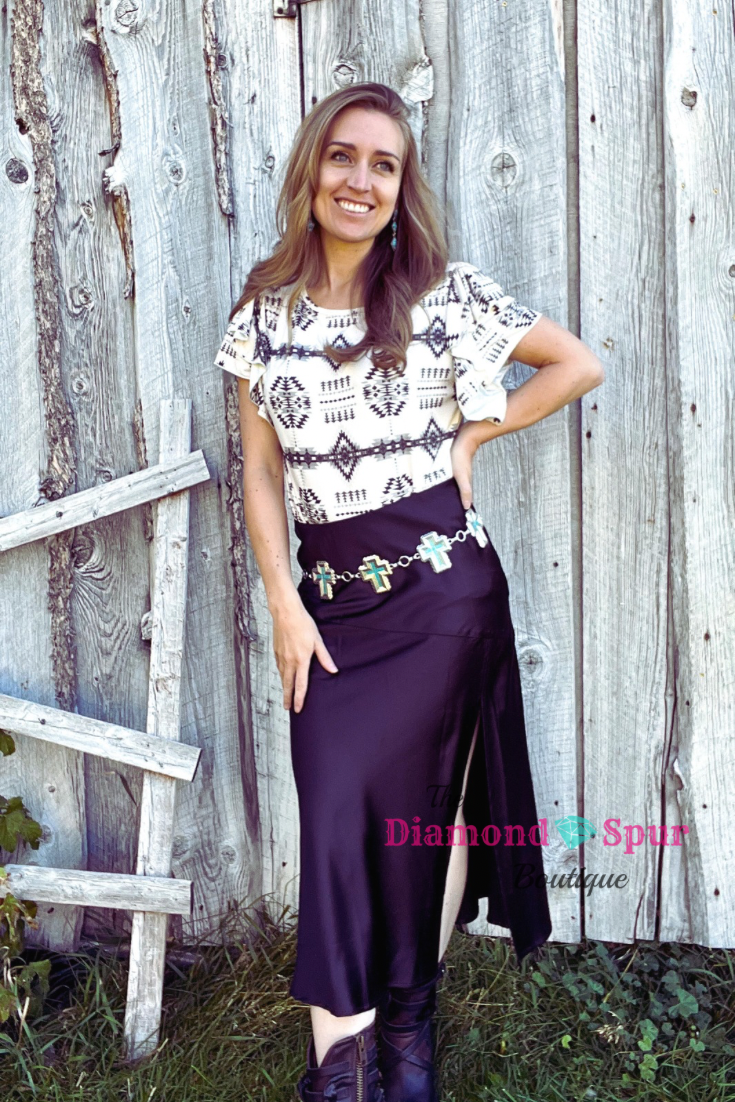 Aztec Layered Short Sleeve Top - The Diamond Spur Boutique