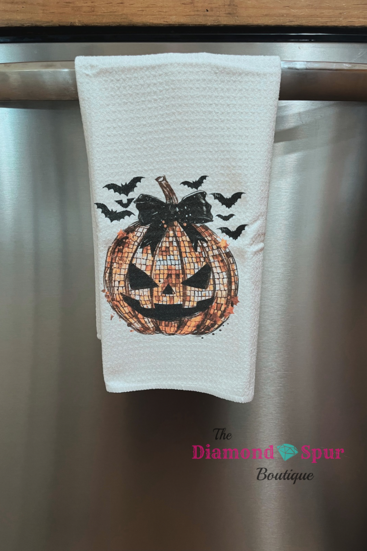 Disco Pumpkin Dish Towel - The Diamond Spur Boutique