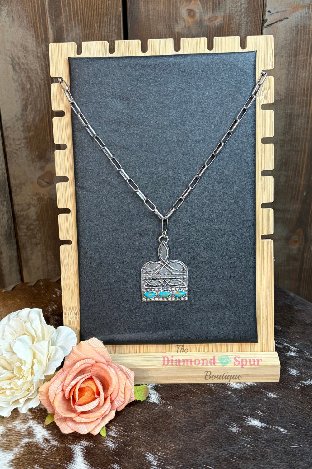 Boot Stitch with Turquoise Necklace