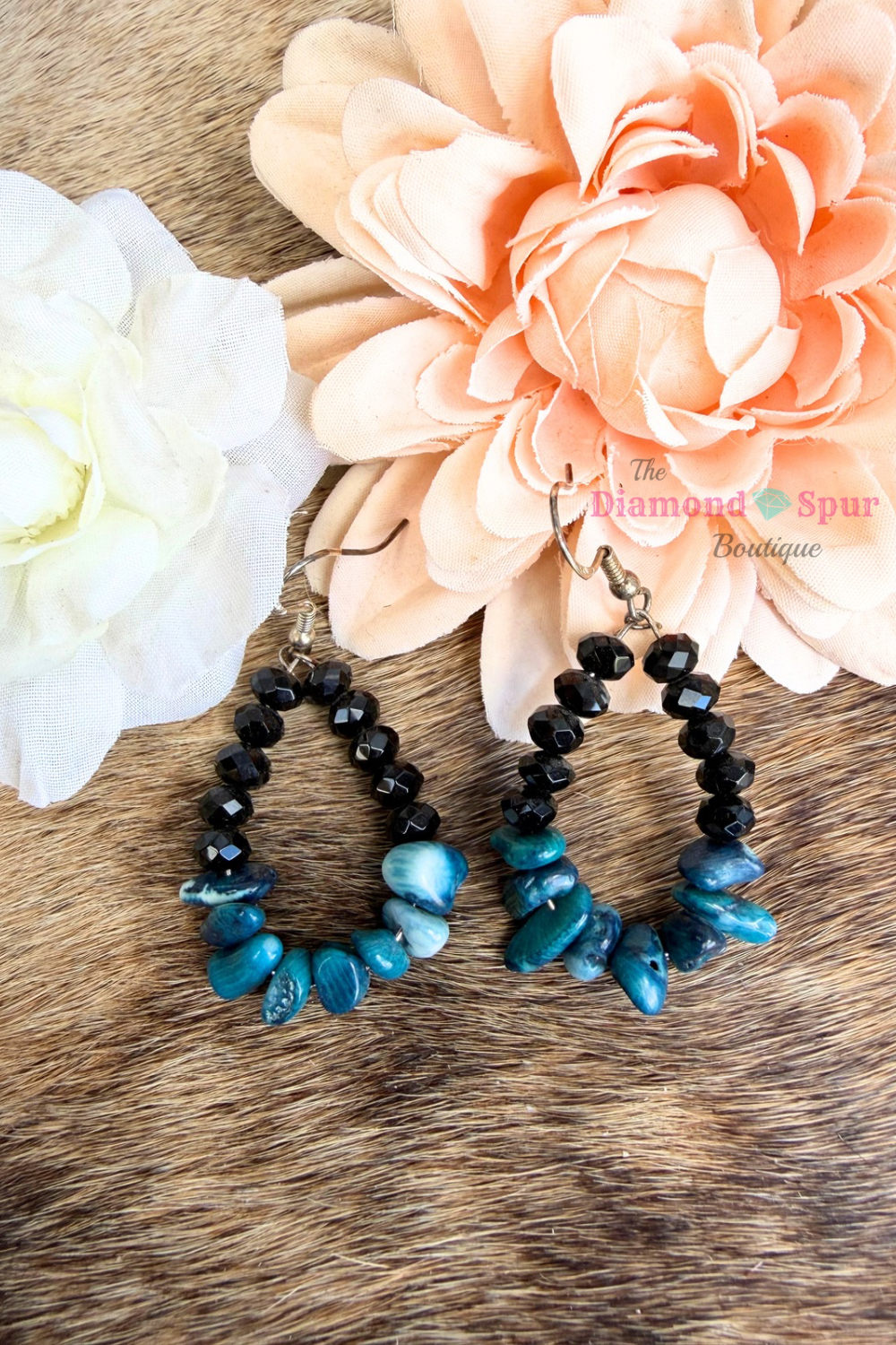 Black and Blue Stone Earrings
