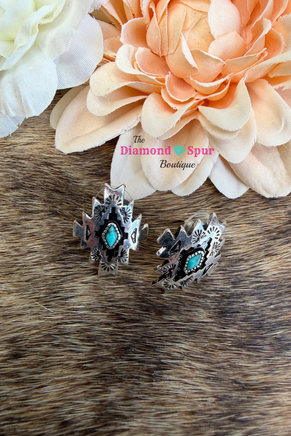 Turquoise Aztec Post Back Earrings