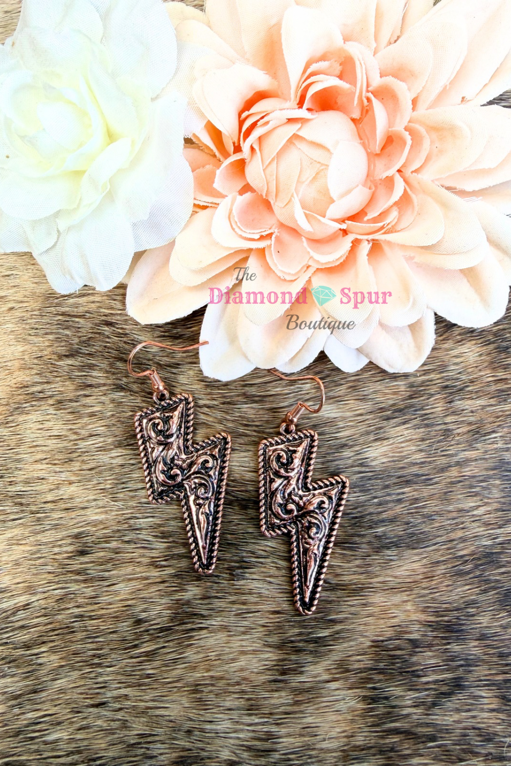 Tooled Lightning Bolt Earrings