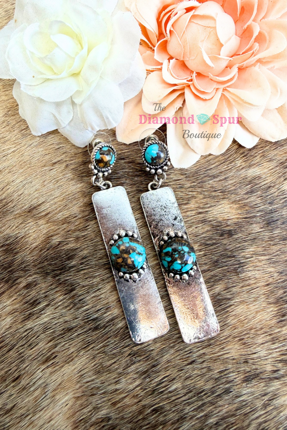 Large Bar Stone Earrings
