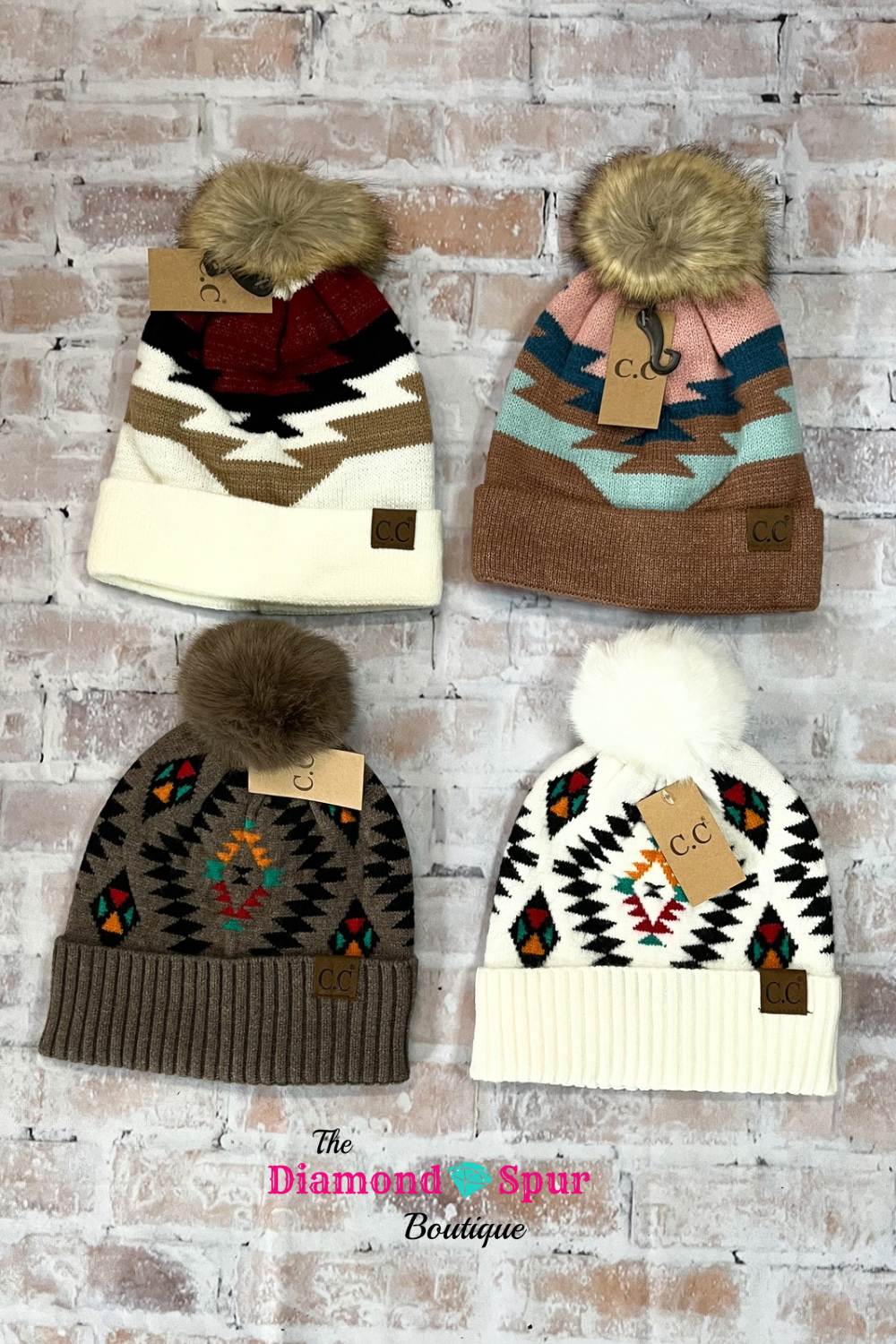 Aztec Pom Beanie - The Diamond Spur Boutique