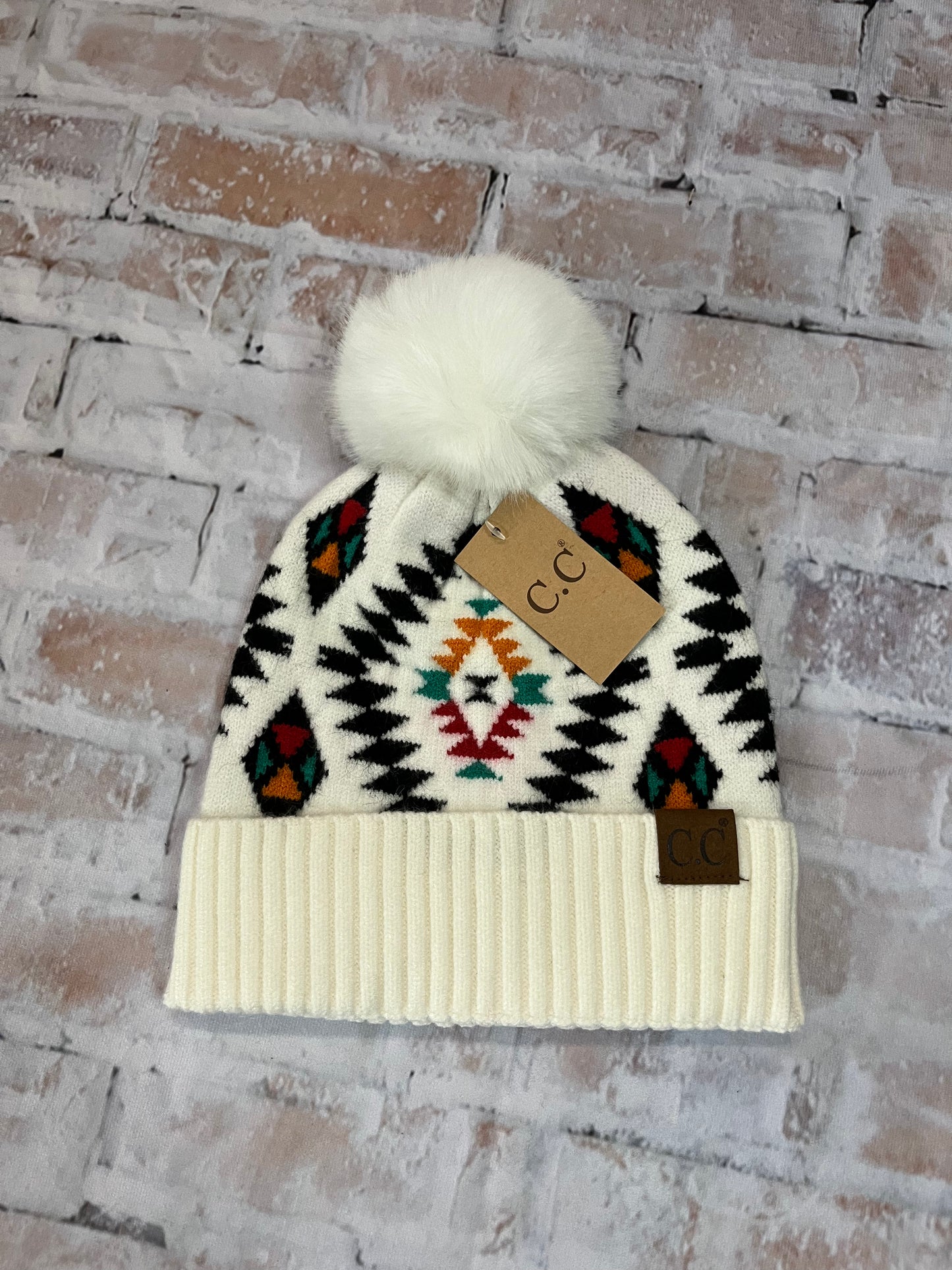 Aztec Pom Beanie - The Diamond Spur Boutique