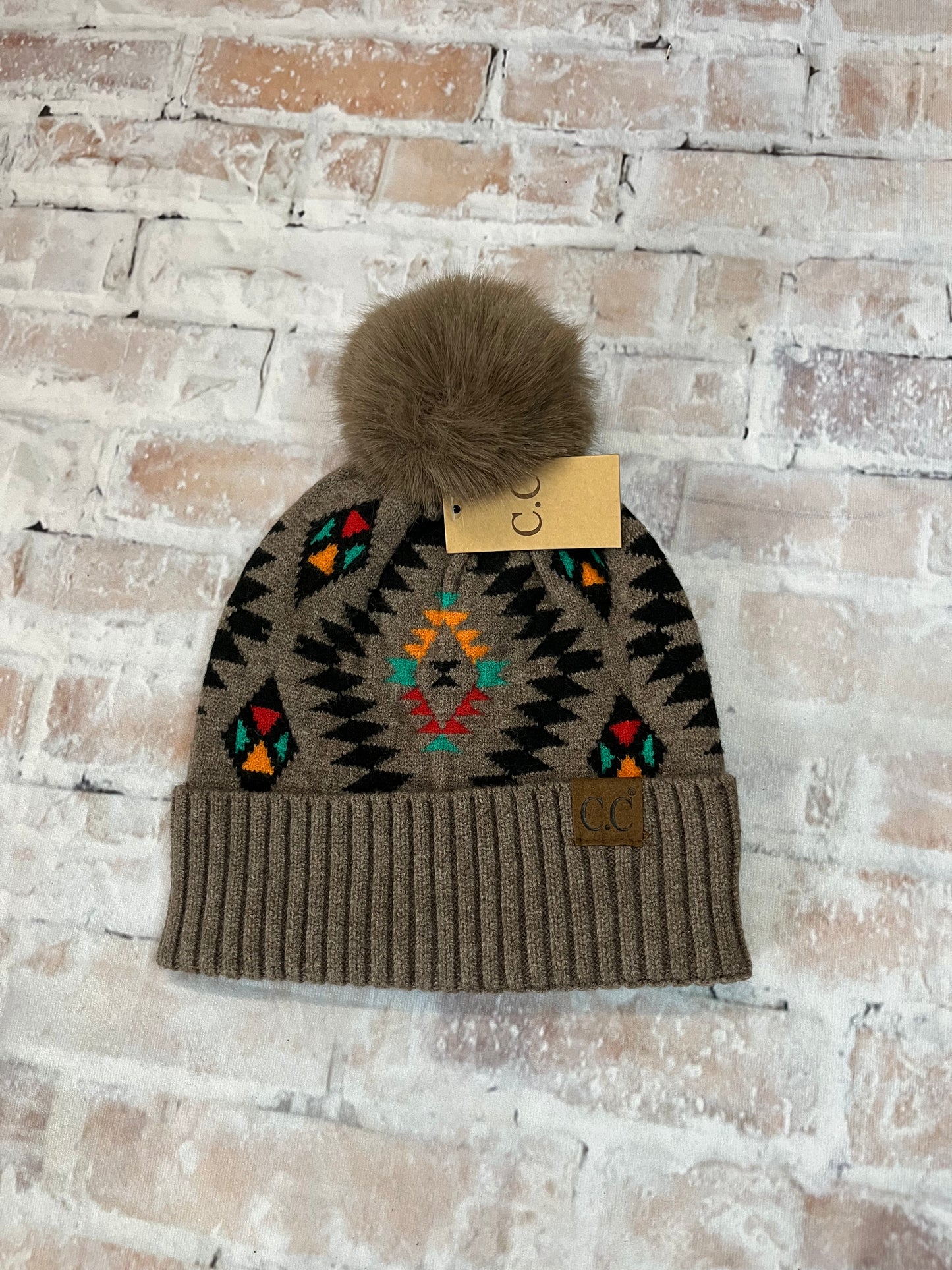Aztec Pom Beanie - The Diamond Spur Boutique
