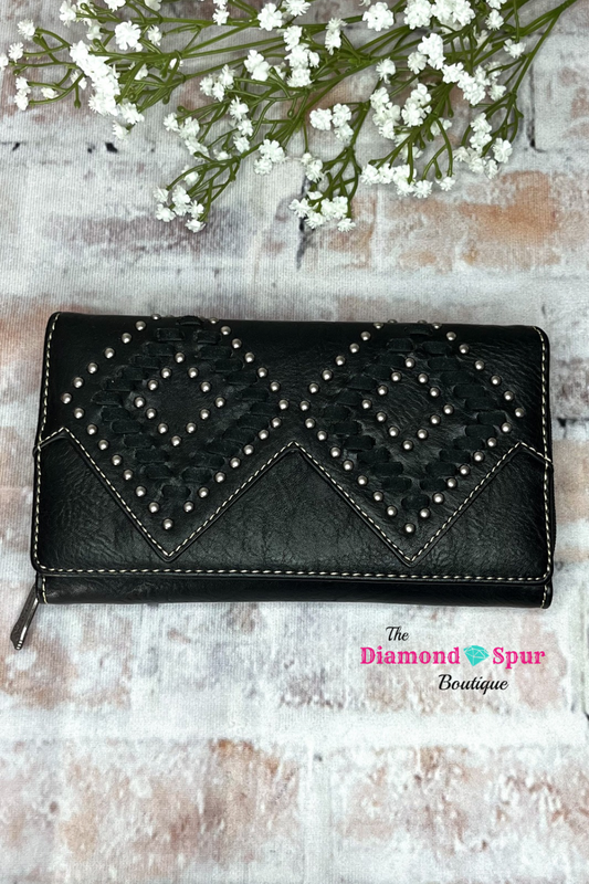 Stitched Diamond Secretary Style Wallet - The Diamond Spur Boutique