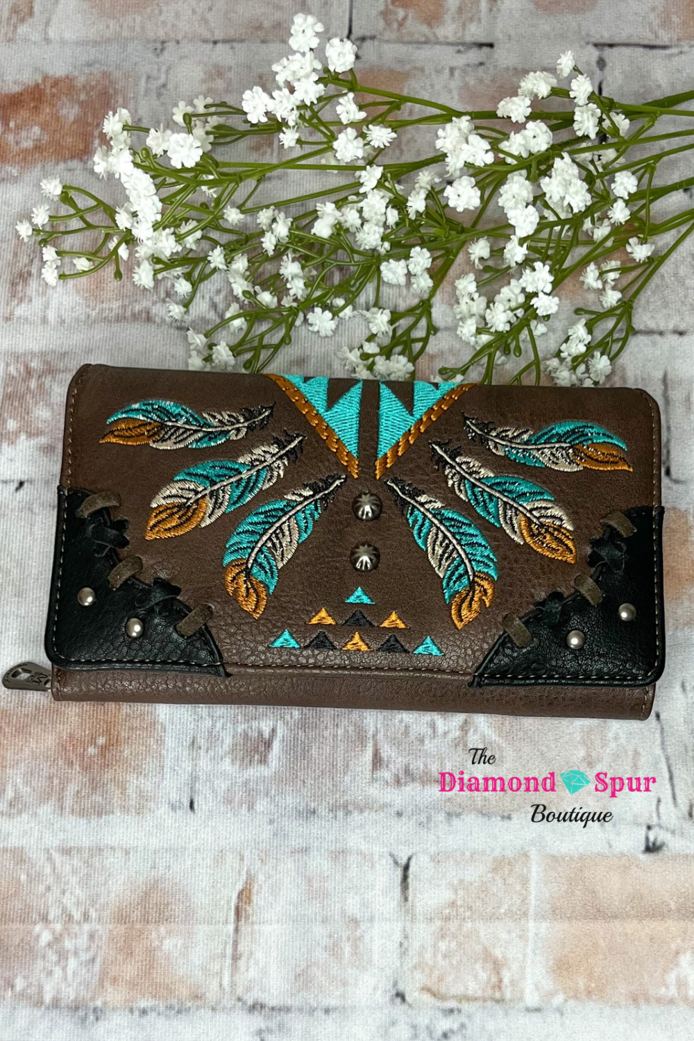 Feather Wallet-Coffee - The Diamond Spur Boutique