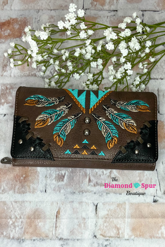 Feather Wallet-Coffee - The Diamond Spur Boutique
