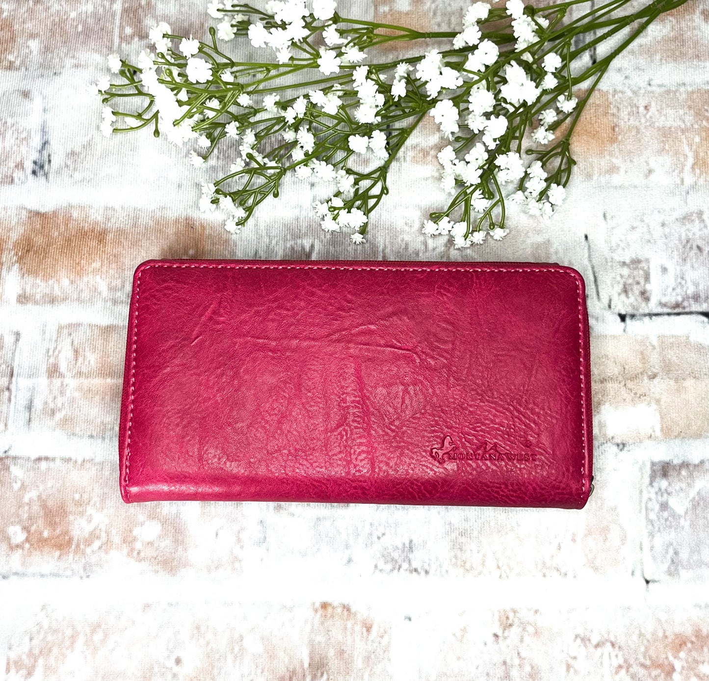 Feather Cut Out Wallet-Pink - The Diamond Spur Boutique