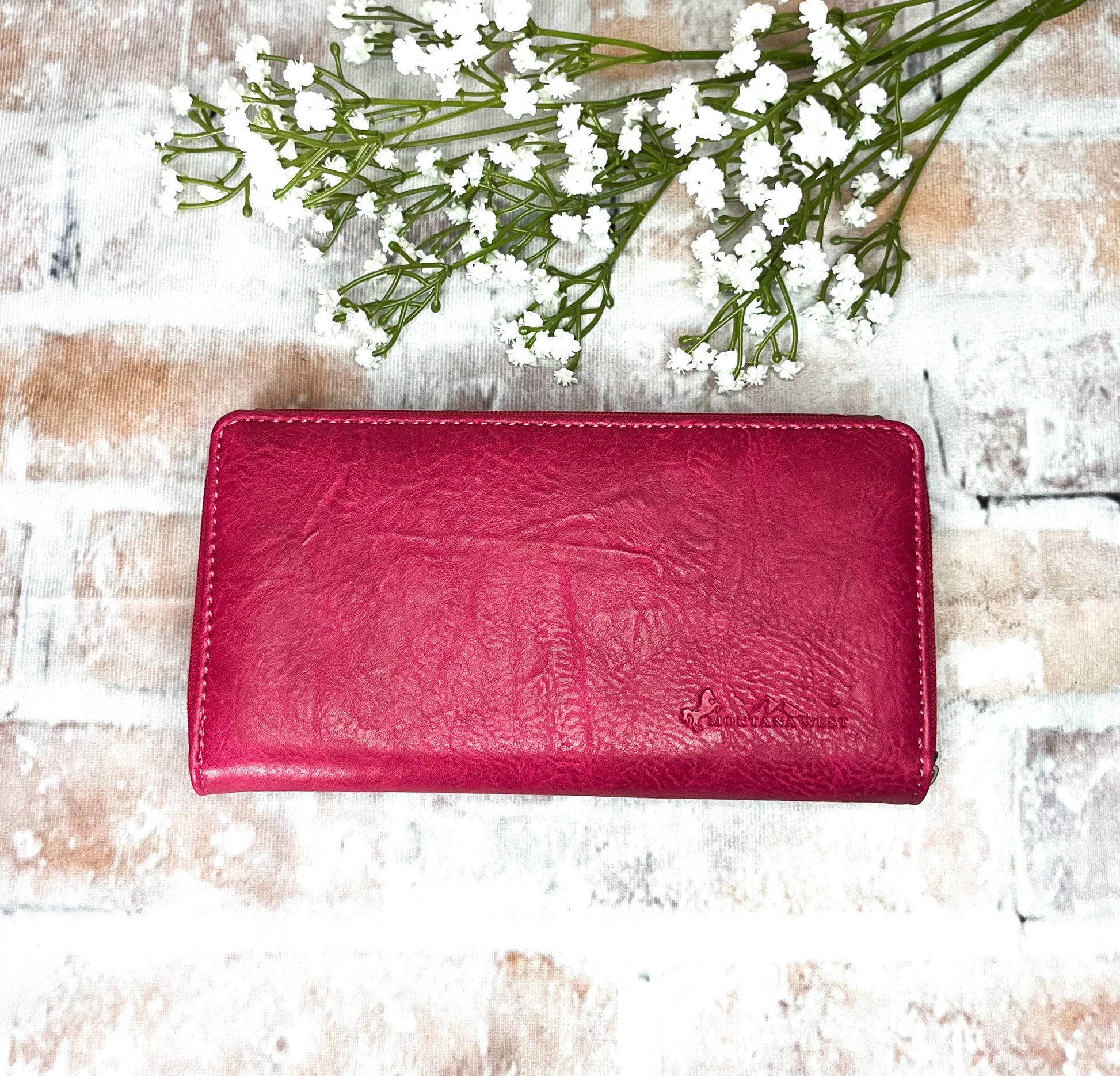 Feather Cut Out Wallet-Pink - The Diamond Spur Boutique