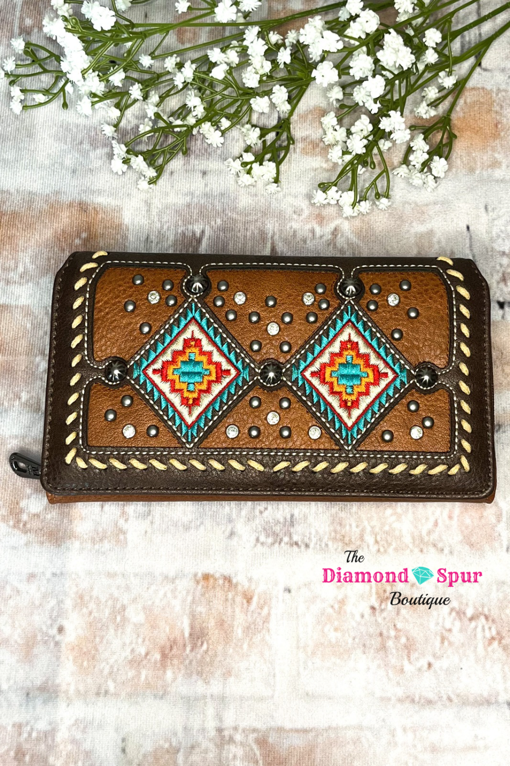 Studded Aztec Wallet - The Diamond Spur Boutique