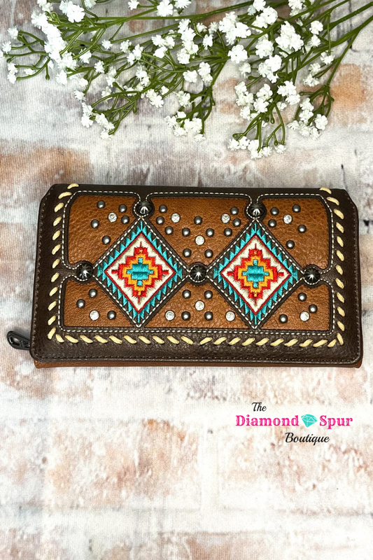 Studded Aztec Wallet - The Diamond Spur Boutique