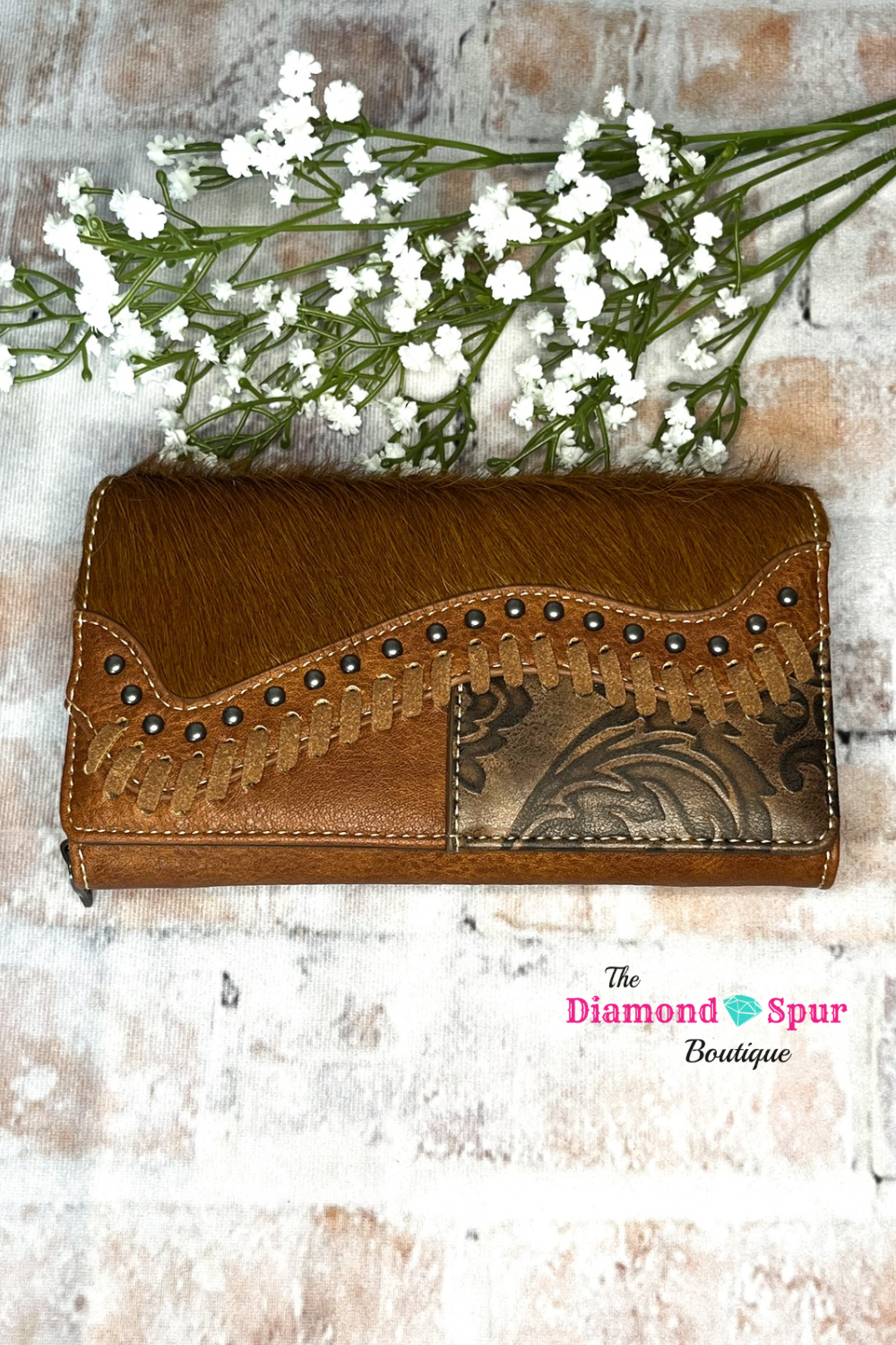 Saddle Shape Hair On Hide Wallet-Brown - The Diamond Spur Boutique