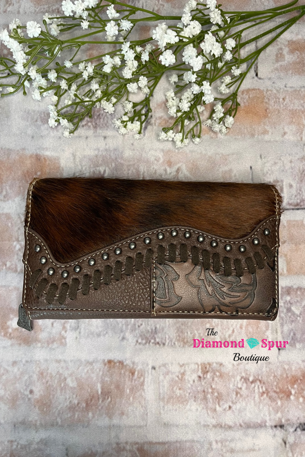 Saddle Shape Hair On Hide Wallet-Coffee - The Diamond Spur Boutique