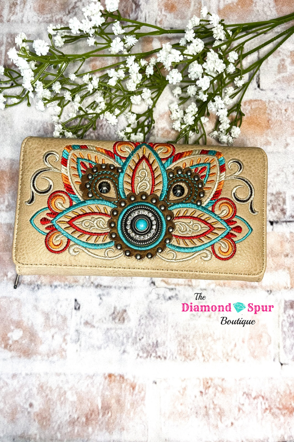 Embroidered Mandala Wallet - The Diamond Spur Boutique