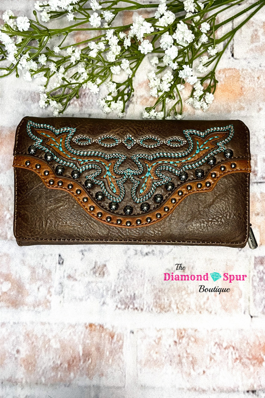Western Stitch Wallet- Coffee - The Diamond Spur Boutique